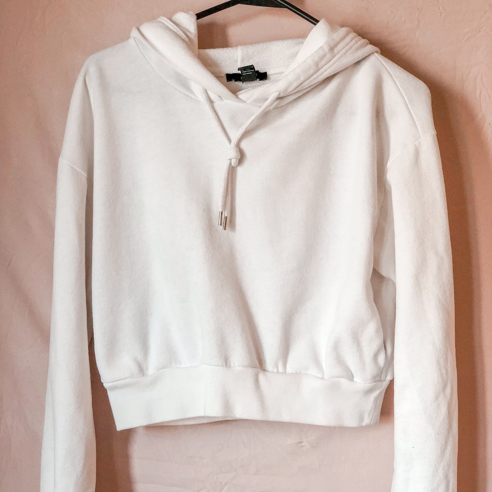 Forever 21 Cropped White Hoodie